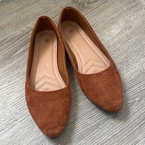 Faux Suede Pointed Flats